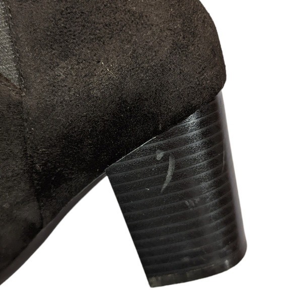 Rockport Black Micro Suede Ankle Boots Size 7 Block Heel Side Zip Closure Gail - Picture 10 of 16